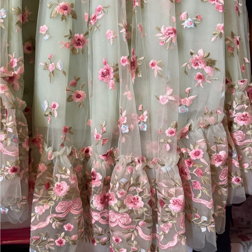 JessaKae Pastel Green Floral Kids Dress - Picture 5 of 5